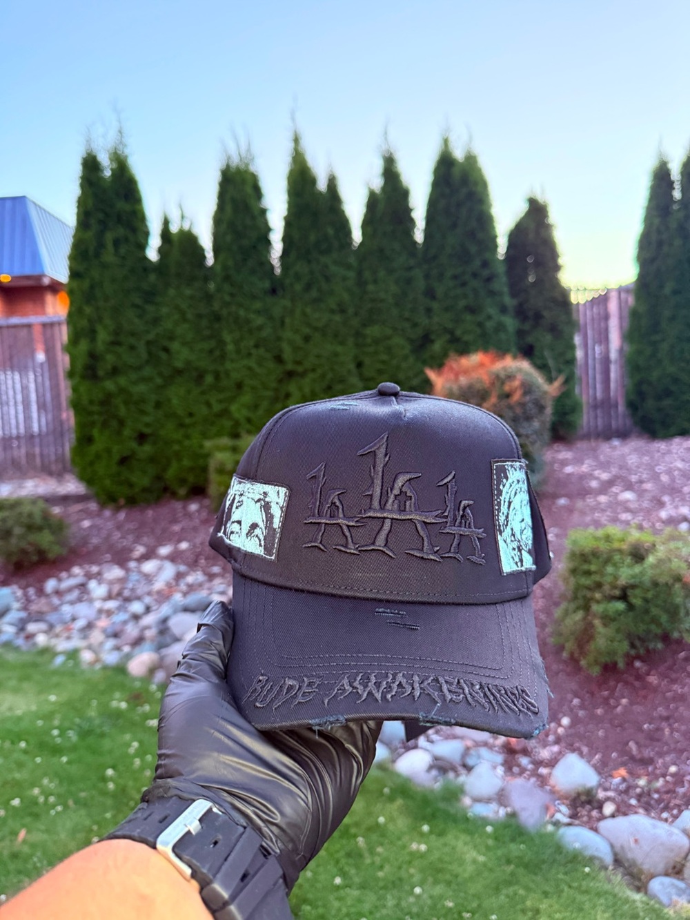 Black Graphic Embroidered Men’s Cap